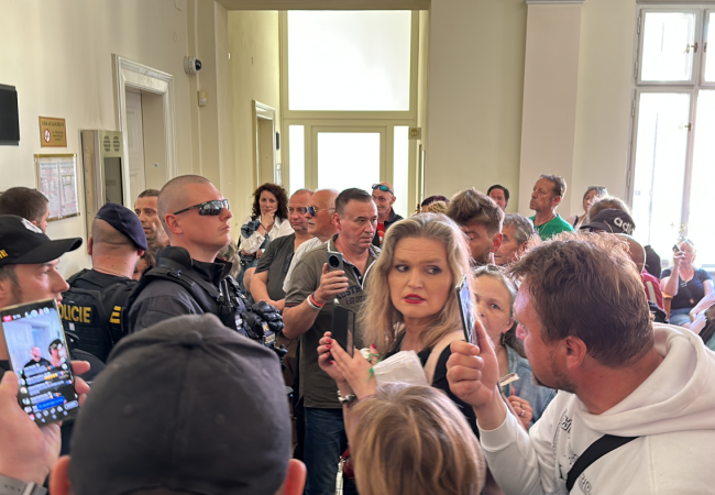 Nervy ze železa u policistů a nesmyslné výplody příznivců Peterkové u soudu a v nemocnici.